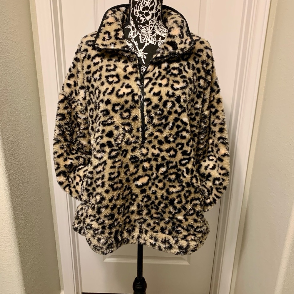 LuLaRoe Nancy Animal Print Half Zip Sweater
